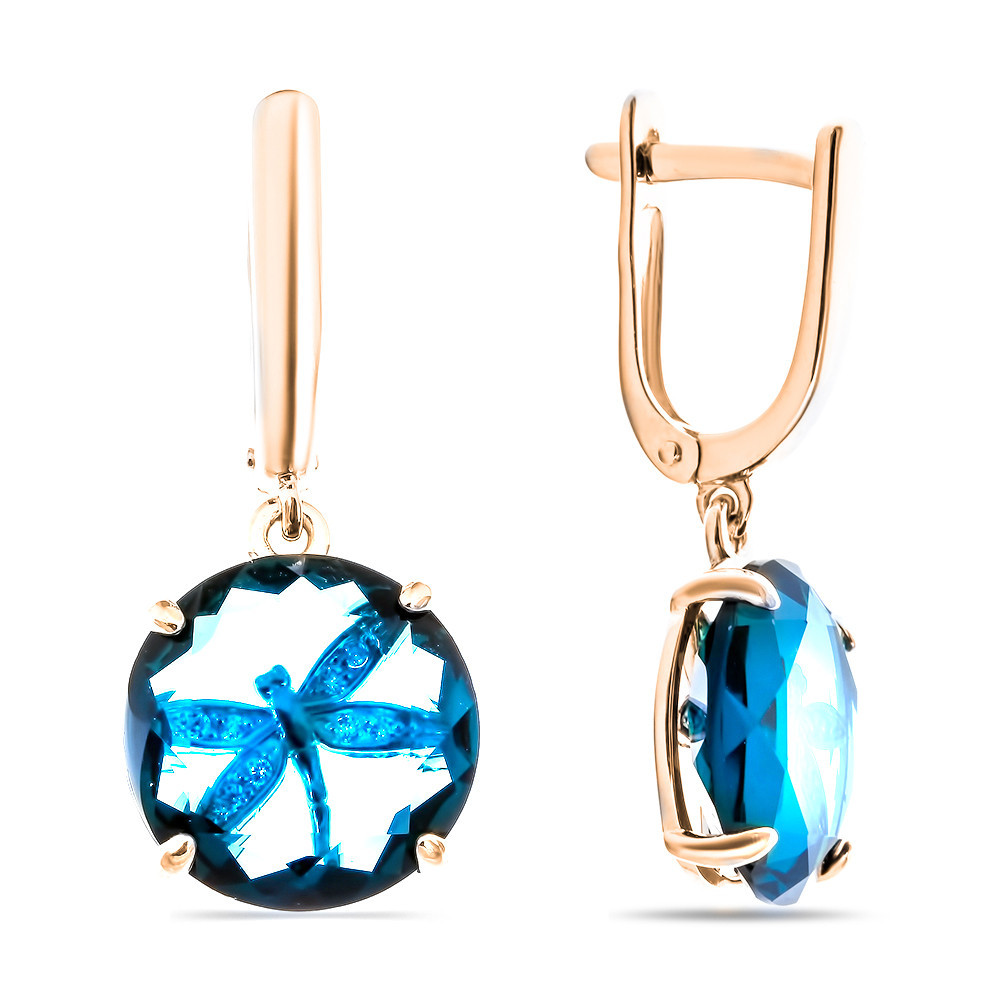 Серьги Teosa серебро с позолотой, фианит СГ-24/03270-TL-2