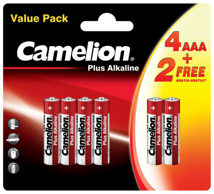 Батарейки щелочные Camelion Plus Alkaline AAA/LR03, 6 шт