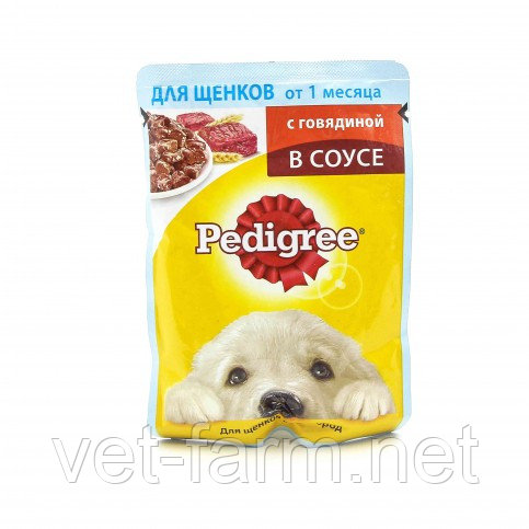 Влажный Корм Для Щенков Всех Пород Pedigree С Говядиной В Соусе, 85г