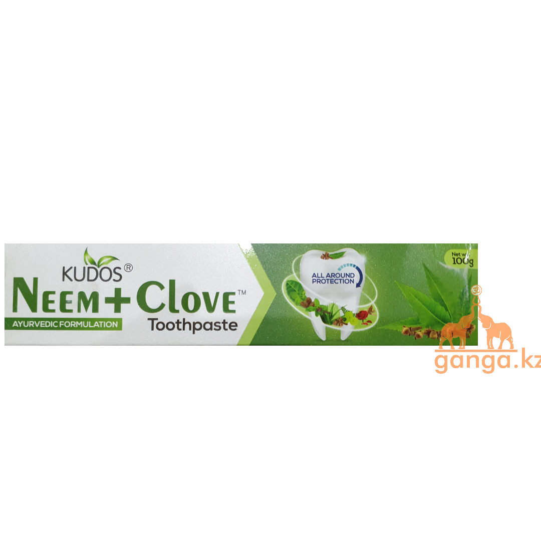 Нем және қалампыр қосылған аюрведиялық ағартатын тіс пастасы (Neem+Clove Toothpaste KUDOS), 100 г. - фото 1 - id-p71800050