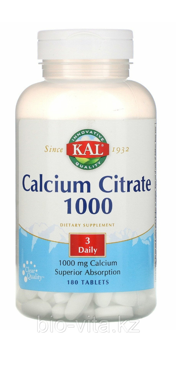 Кальций цитрат 1000 мг в 3 таблетках. Calcium citrate. 180 таблеток. KAL
