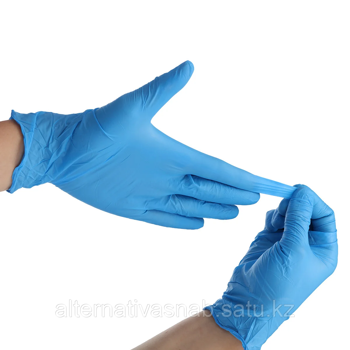 Перчатки нитровиниловые одноразовые, 100шт, цвет голубой, черный - фото 1 - id-p86712793