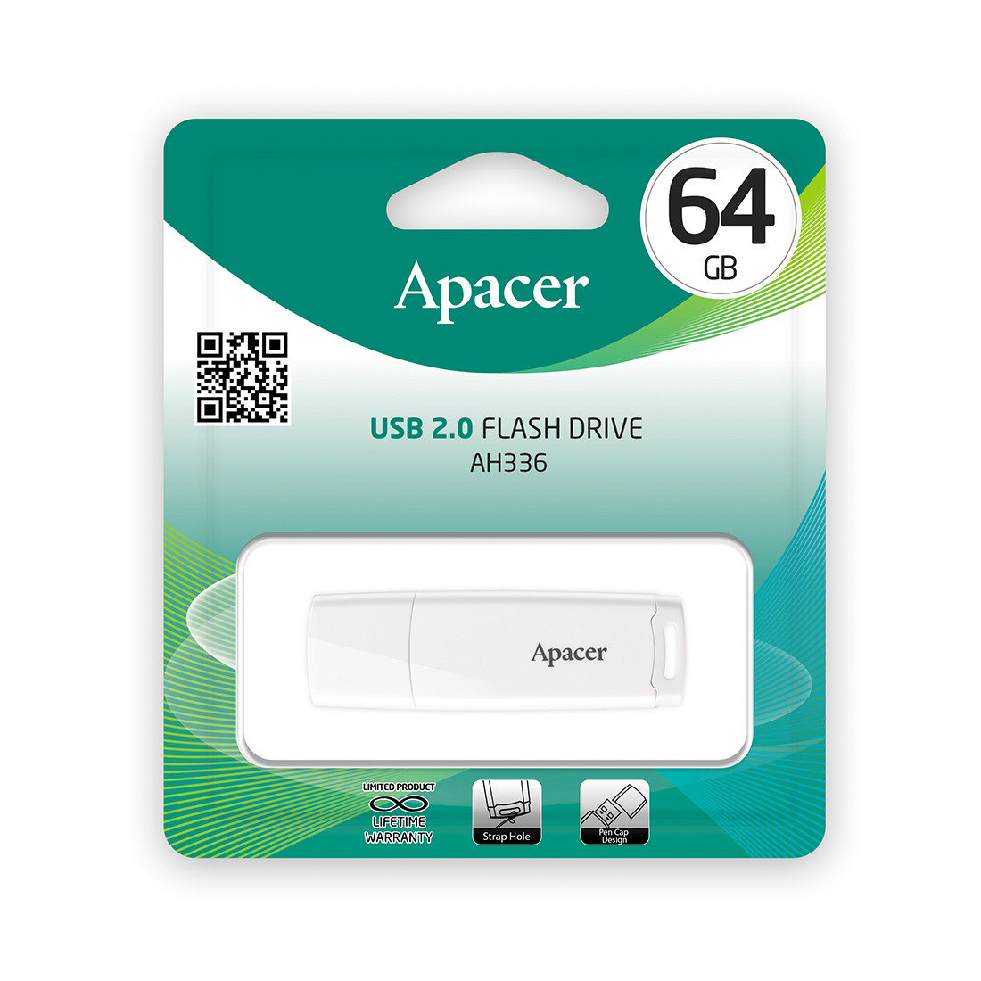USB-накопитель Apacer AH336 64GB Белый - фото 2 - id-p86712905