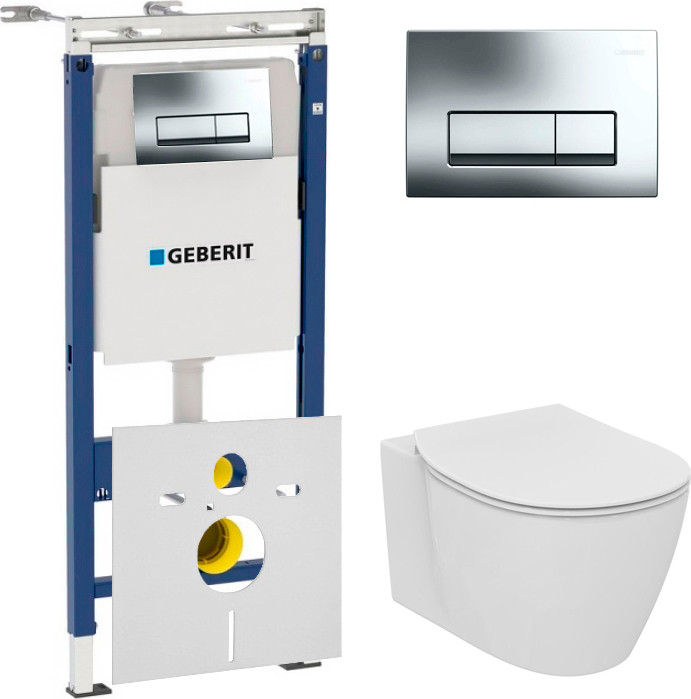 Комплект Система инсталляции для унитазов Geberit Duofix Платтенбау 458.125.21.1 4 в 1 с кнопкой смыва +