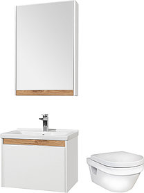 Комплект Унитаз подвесной Gustavsberg Hygienic Flush WWC 5G84HR01 безободковый + Мебель для ванной STWORKI