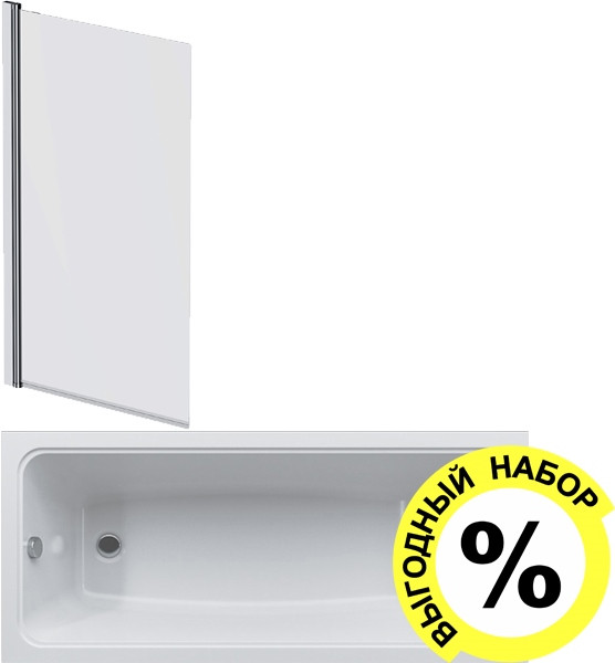 Акриловая ванна AM.PM Gem W90A-170-075W-A с каркасом + шторка на ванну + сертификат IVI AM.PM