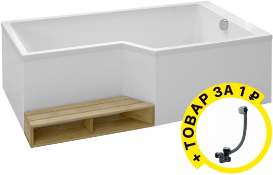 Акриловая ванна Jacob Delafon Bain-Douche Neo 180 R + слив-перелив