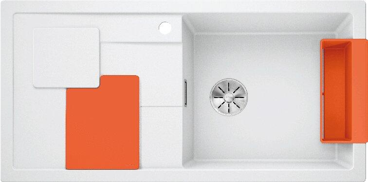 Мойка кухонная Blanco Sity XL 6 S белая, аксессуары апельсин