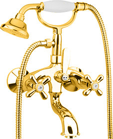 Смеситель Webert Armony AM720201010 для ванны с душем, керамика, золото