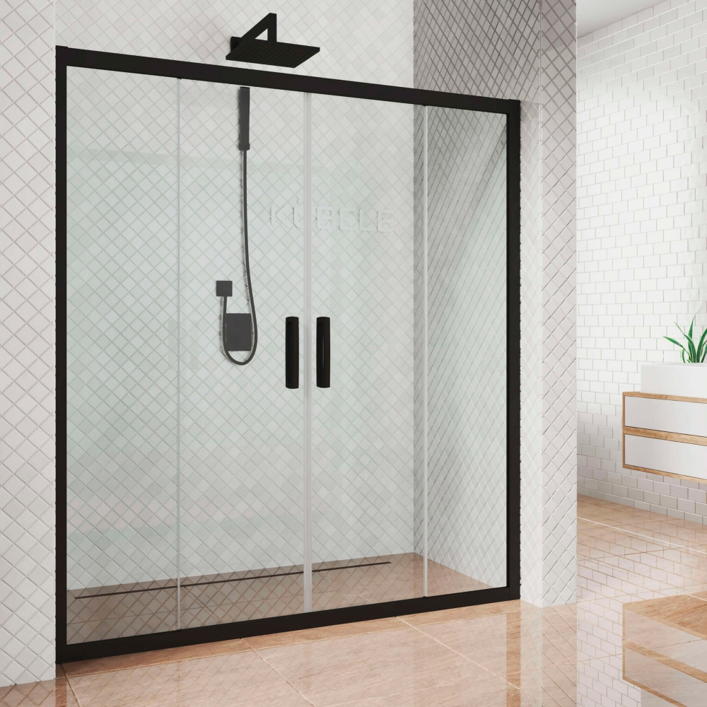 Душевая дверь в нишу Kubele DE019D4-CLN-BLMT 175 см, профиль матовый черный