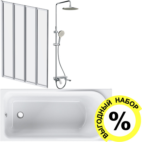Акриловая ванна AM.PM Like W80A-150-070W-A с каркасом и душевым комплектом + шторка на ванну + сертификат IVI