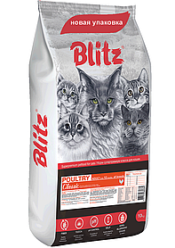Сухой корм для кошек всех пород Blitz Adult Cat Poultry с домашней птицей