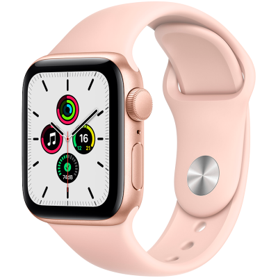 Apple Watch SE GPS, 44mm Gold Aluminium Case with Pink Sand Sport Band