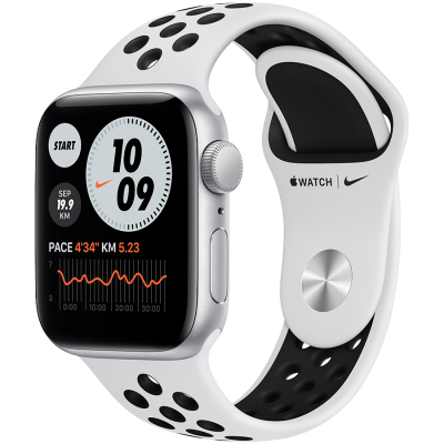 Apple Watch Nike SE GPS, 40mm Silver Aluminium Case with Pure Platinum/Black Nike Sport Band