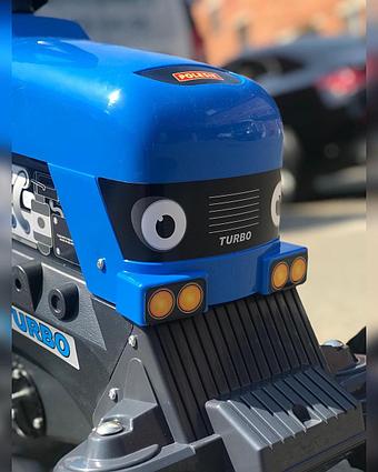 Каталка трактор с педалями «Turbo» с полуприцепом синий