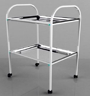 Столик процедурный с 2-мя металлическими поддонами (никелированными) СП2/01
