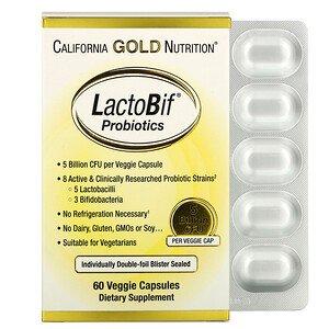 Пробиотики California Gold Nutrition, LactoBif, 5 млрд КОЕ, 60 растительных капсул