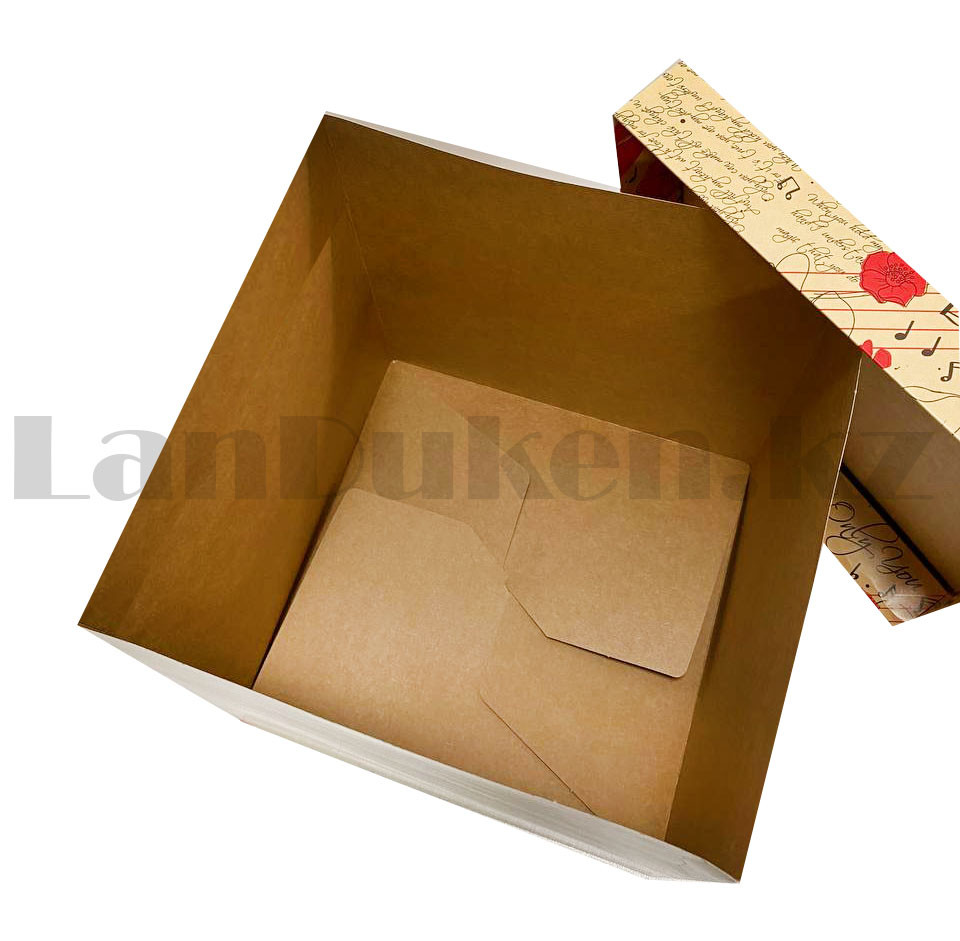 Подарочная коробка M (15x15х15) квадратная со съемной крышкой в цветочной тематике с маком - фото 3 - id-p86809782