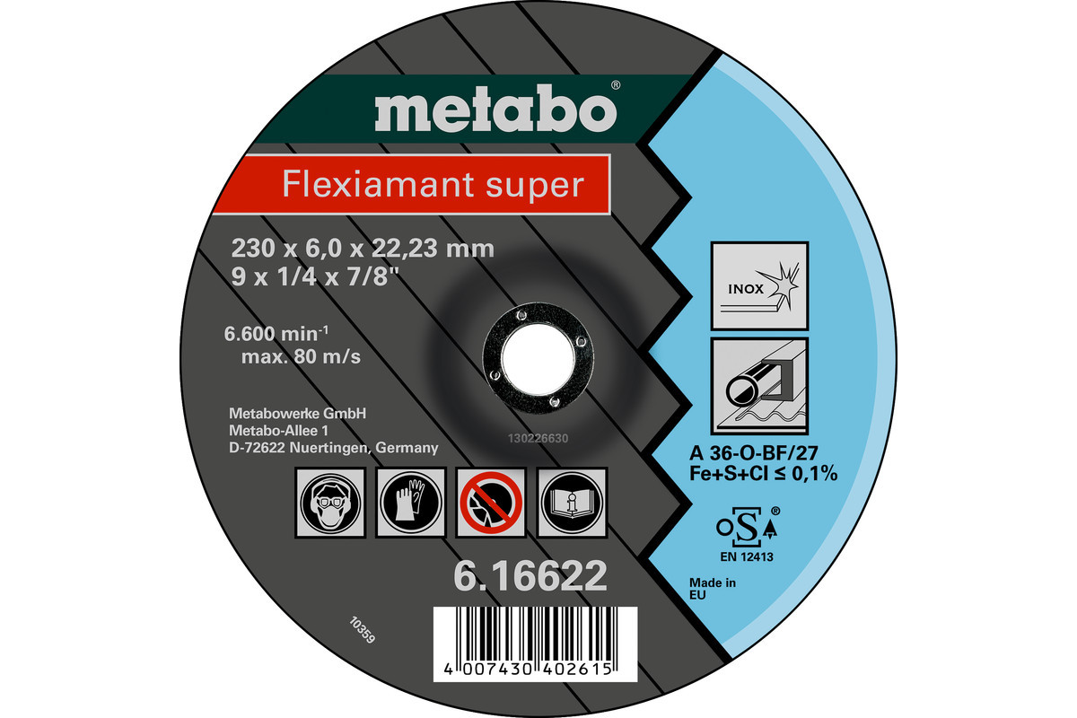 Шлифовальный диск Metabo (Flexiamant super) 230 x 6,0 x 22,23 мм, INOX SF 27