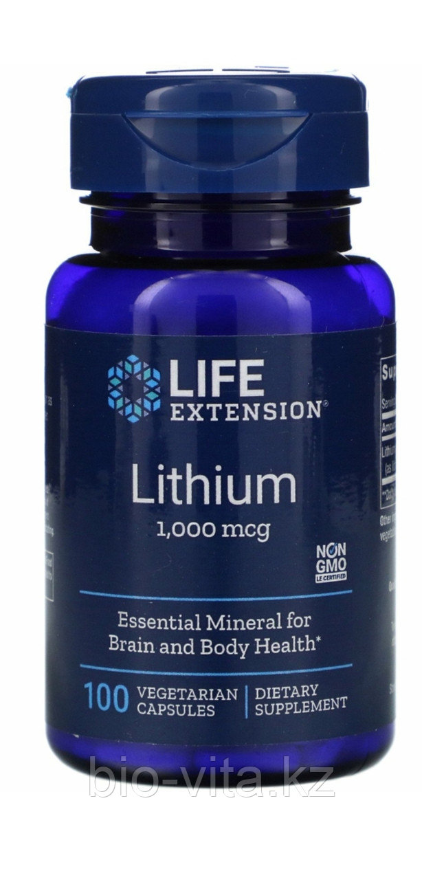 Литий Lithium  1mg 
. LIFE extension.100 капсул.