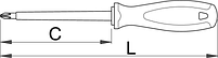 Отвёртка крестовая PZ изолированная, рукоятка TBI - 623VDETBI UNIOR, фото 2