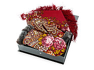Набор: Павлопосадский платок, рукавицы, красный/разноцветный, фото 2