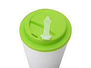 Пластиковый стакан Take away с двойными стенками и крышкой с силиконовым клапаном, 350 мл, белый/зел. Яблоко, фото 3