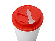 Пластиковый стакан Take away с двойными стенками и крышкой с силиконовым клапаном, 350 мл, белый/красный, фото 3