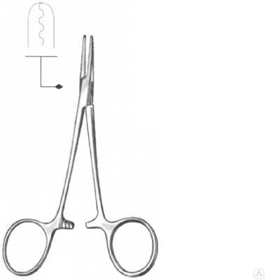 Зажим кровоостанавливающий зубчатый изогнутый  № 1  (З-69)(158мм)