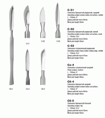 Скальпель остроконечный средний Со 150х40 (нержавеющая сталь)
