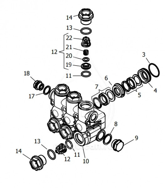 Корпус насоса в сборе hawk (hd1115r, hd1215r, hd1315r, hd1415r) - фото 1 - id-p86856810