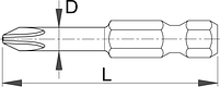 Насадка (бита) крестовая PZ удлинённая, набор 3 шт. - 6506E6,3 UNIOR, фото 2