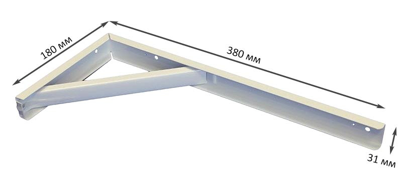 Кронштейн разборный с упором белый 380мм