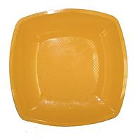 Тарелка квадратная плоская, желтая, 230мм, 6 шт