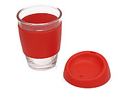 Стеклянный стакан Monday с силиконовой крышкой и манжетой, 350мл, красный, фото 2