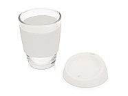 Стеклянный стакан Monday с силиконовой крышкой и манжетой, 350мл, белый, фото 2