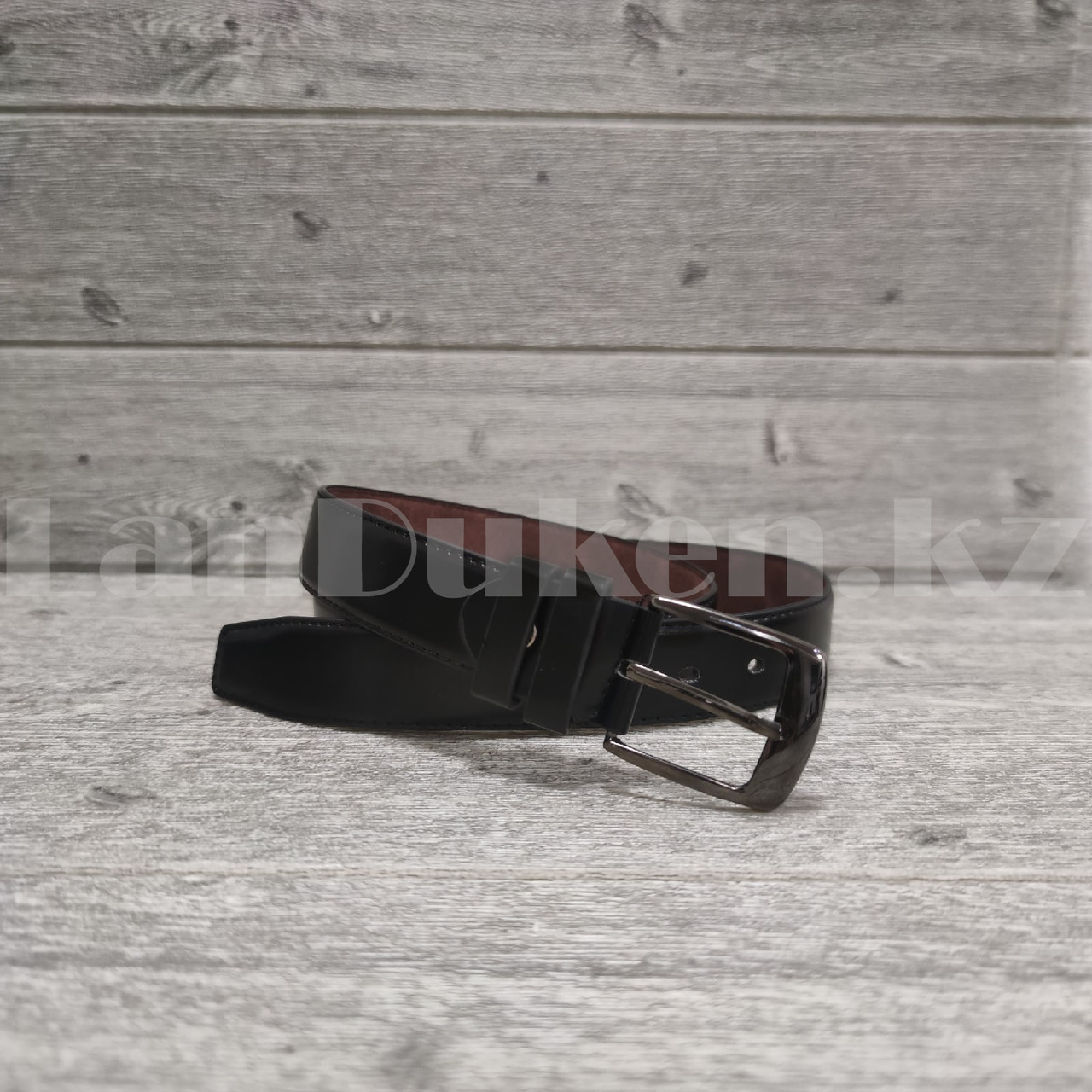 Ремень мужской кожаный черный - фото 2 - id-p86881341