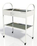 Столик хирургический с 1-им выдвижным ящиком и 2-мя металлическими поддонами (никелированными) СХ-05