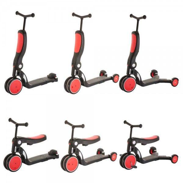 Самокат трехколесный 5 в 1 Red красный PITUSO