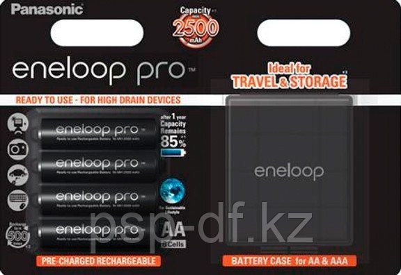 Аккумуляторы Panasonic Eneloop Pro AA 2500mAh 4шт + Кейс - фото 1 - id-p6469500