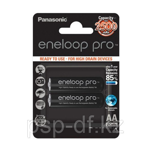 Аккумуляторы Panasonic Eneloop Pro AA 2450mAh 2BP(BK-3HCDE/2BE) 2шт