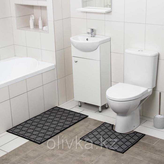 Набор ковриков для ванны и туалета Доляна «Сарин», 2 шт: 50×80, 40×50 см