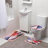 Набор ковриков для ванны и туалета Доляна «Ракушки на песке», 3 шт: 35×39, 40×50, 45×75 см, фото 10
