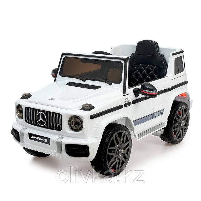 Электромобиль MERCEDES-BENZ G63 AMG, цвет белый, EVA колеса, кожаное сиденье