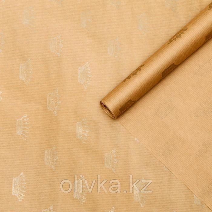 Бумага упаковочная крафт "Короны-золото", 0,7 х 10 м, 40 г/м²