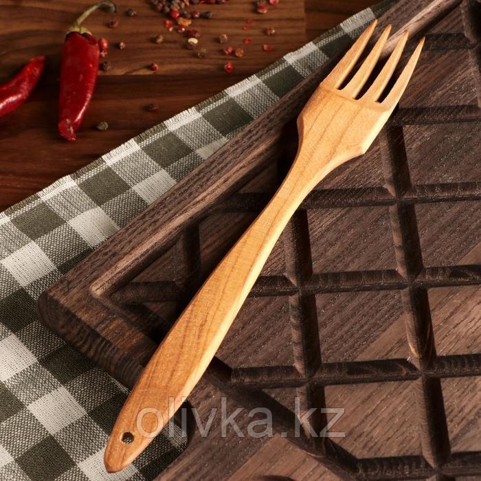 Вилка деревянная, 25 см, массив черешни