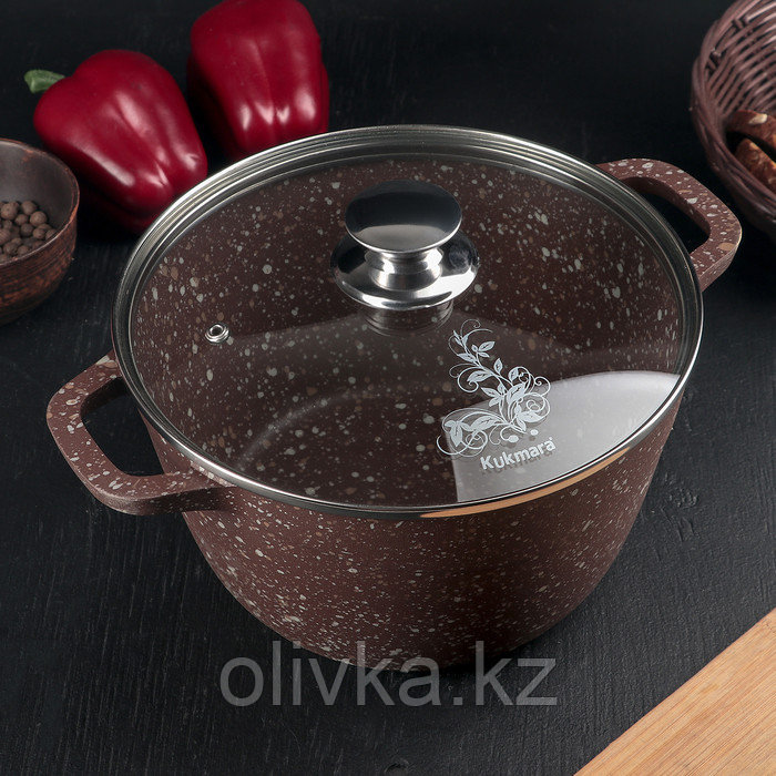 Кастрюля KUKMARA ELITE STONE, 3,5 л, антипригарное покрытие, стеклянная крышка