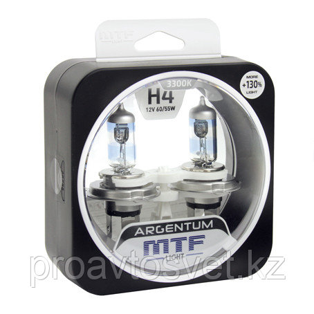 Галогенные автолампы MTF Light серия ARGENTUM +130% H4, 12V, 60/55W, комп.