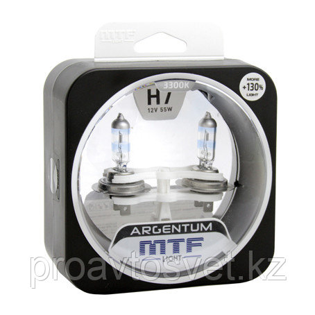 Галогенные автолампы MTF Light серия ARGENTUM +130% H7, 12V, 55W, комп.