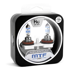 Галогенные автолампы MTF Light серия ARGENTUM +130% H8, 12V, 35W, комп.